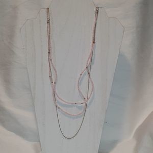 NEW Taramanda Pink Seed Bead & Gold‎ Chain Necklace